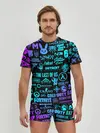 Мужские трусы с футболкой / ЛОГОТИПЫ ИГР НЕОН / NEON GAMES LOGO