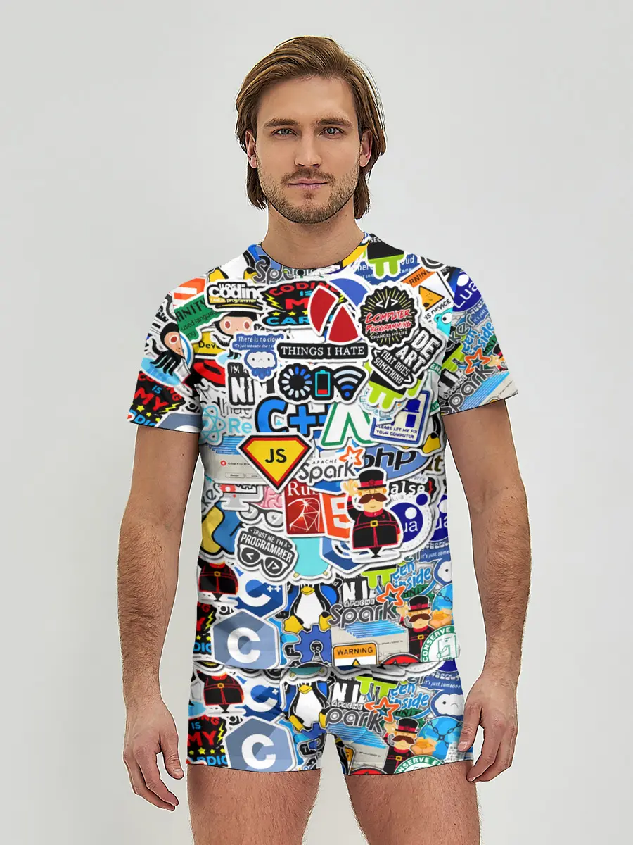 Мужские трусы с футболкой / Programming stickers