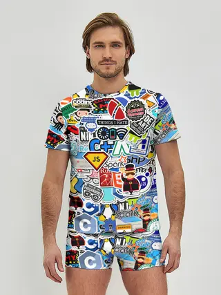 Мужские трусы с футболкой / Programming stickers