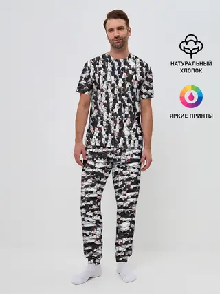 Мужская пижама с брюками / Черно-белые медведи