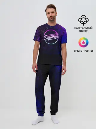 Мужская пижама с брюками / Deftones. Neon logo