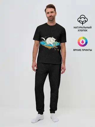 Мужская пижама с брюками / Flat earth Cat