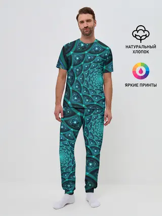 Мужская пижама с брюками / Асимметрия узор круги фигуры