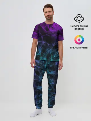 Мужская пижама с брюками / NEON SMOKES STRIPES | НЕОНОВЫЕ ВОЛНЫ