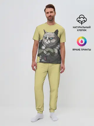 Мужская пижама с брюками / Кот