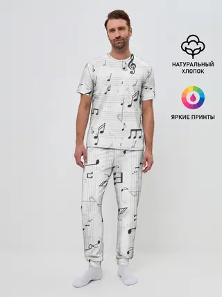 Мужская пижама с брюками / ноты