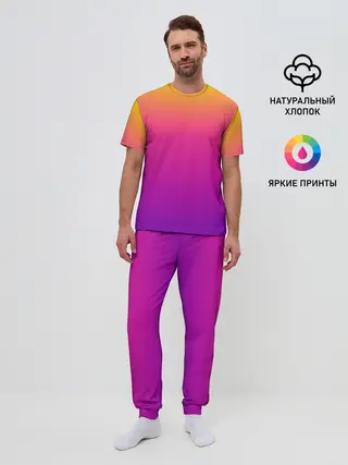 Мужская пижама с брюками / Чёткий градиент