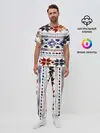 Мужская пижама с брюками / Снежинки акварель