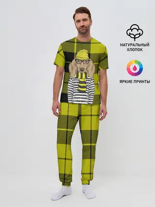Мужская пижама с брюками / Такса Хипстер
