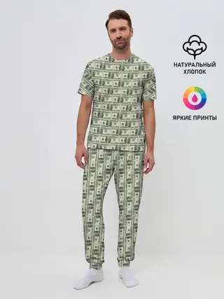 Мужская пижама с брюками / Доллары