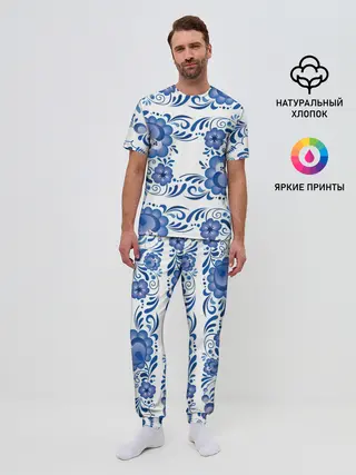 Мужская пижама с брюками / Гжель