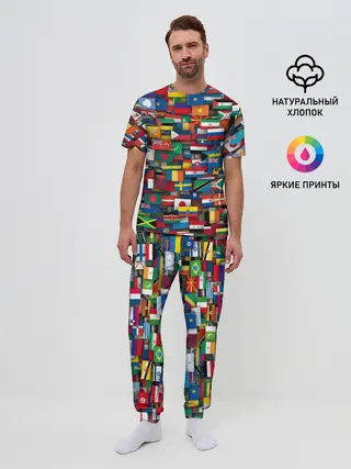 Мужская пижама с брюками / Флаги всех стран