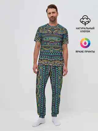 Мужская пижама с брюками / Этнический узор