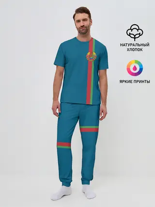 Мужская пижама с брюками / Белоруссия, лента с гербом