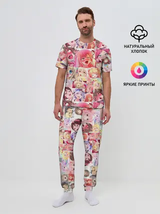Мужская пижама с брюками / Ahegao Color