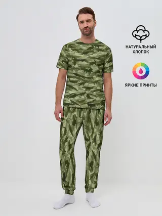 Мужская пижама с брюками / Камуфляж с крокодилами