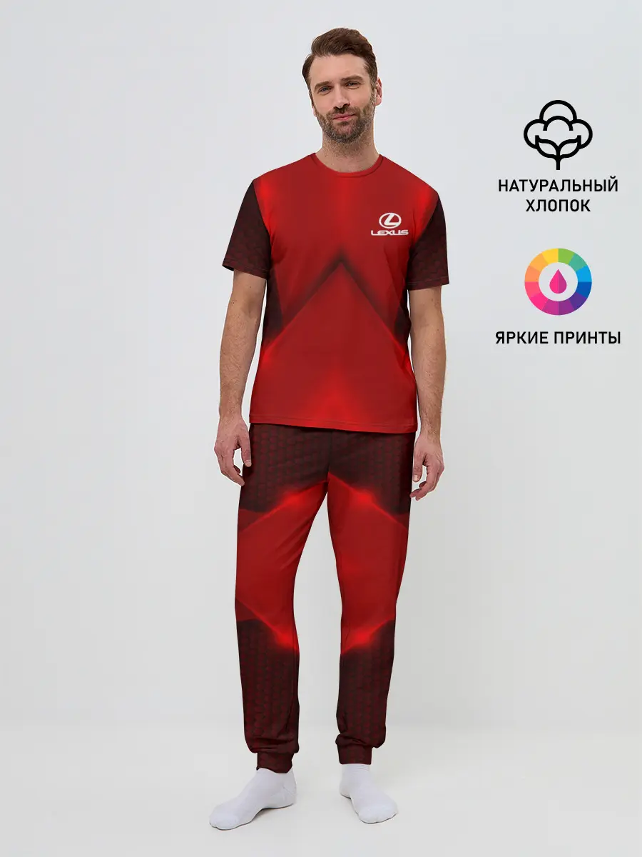 Мужская пижама с брюками / Lexus car sport RED