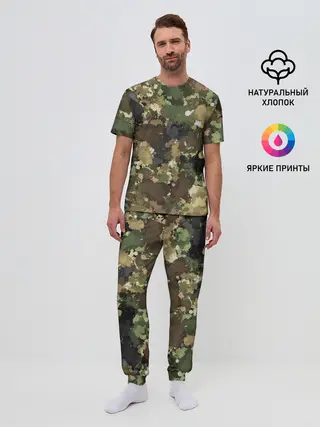 Мужская пижама с брюками / Камуфляж с кляксами