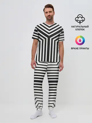 Мужская пижама с брюками / Кибер Зебра