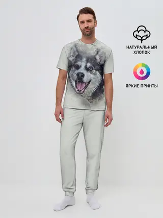 Мужская пижама с брюками / Хаска