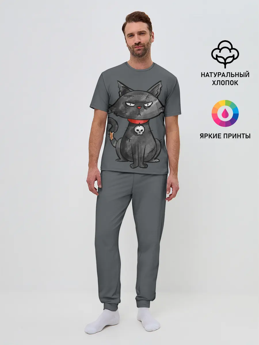 Мужская пижама с брюками / Кот бедолага