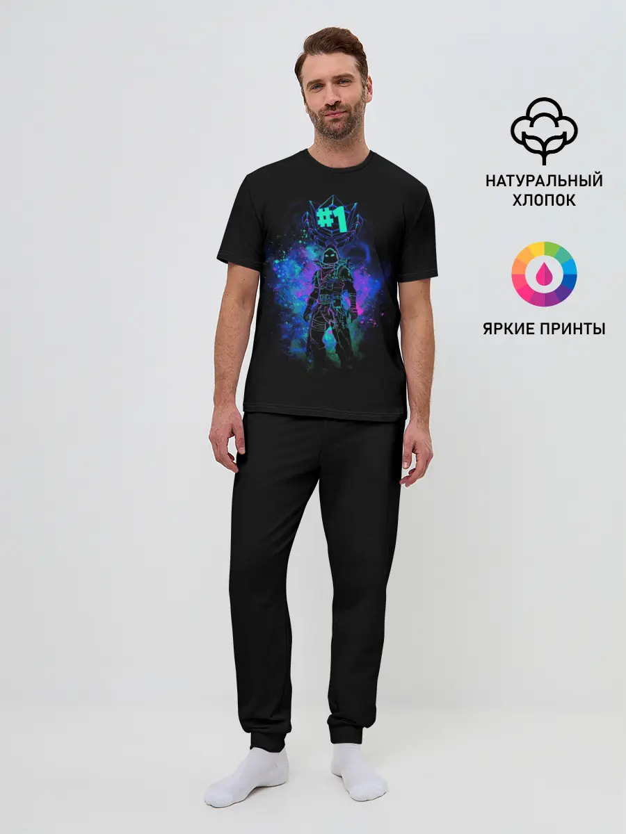 Мужская пижама с брюками / Fortnite. Neon Raven