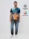 Мужская пижама с брюками / Кот на луне
