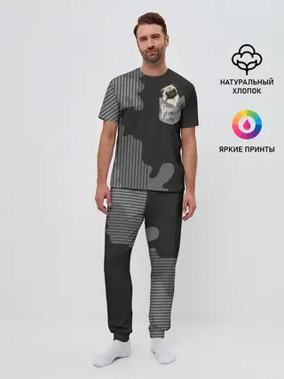 Мужская пижама с брюками / Мопс в кармане