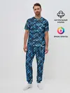 Мужская пижама с брюками / Синяя чешуя