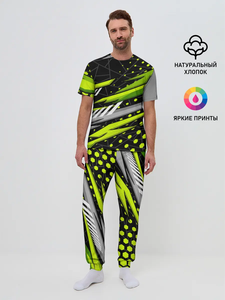 Мужская пижама с брюками / Black and Green
