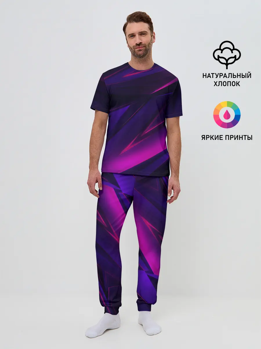 Мужская пижама с брюками / GEOMETRY STRIPES NEON