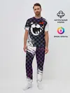 Мужская пижама с брюками / Монокума на фиолетовом паттерне