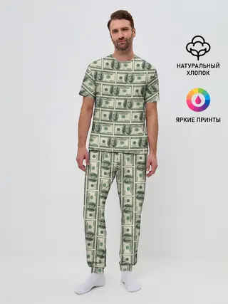 Мужская пижама с брюками / Денежная тема