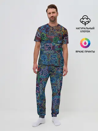 Мужская пижама с брюками / Арт