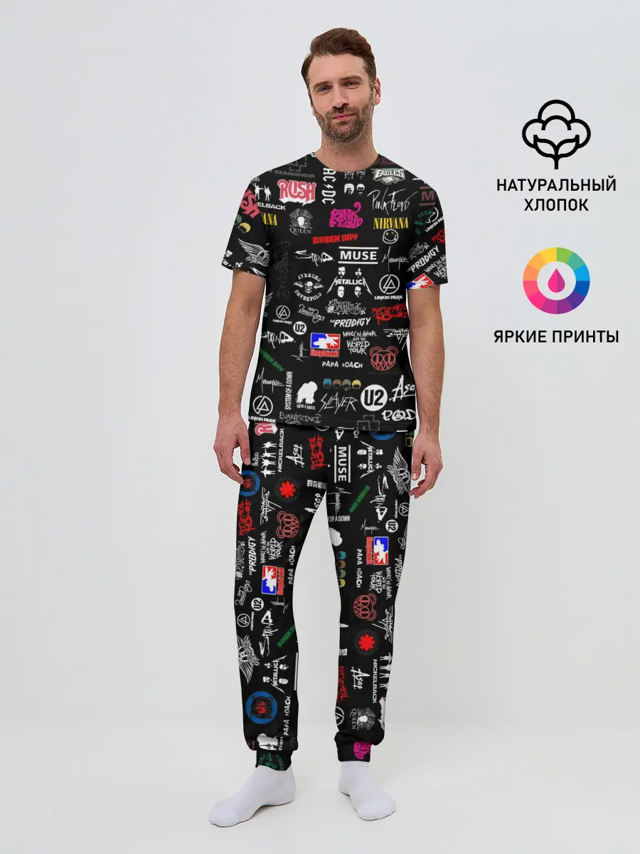 Мужская пижама с брюками / ЛОГОТИПЫ РОК ГРУПП | PATTERN