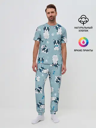 Мужская пижама с брюками / Собачки