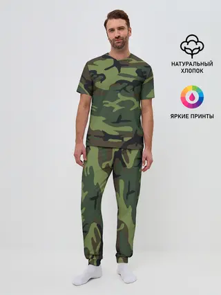 Мужская пижама с брюками / Военный камуфляж