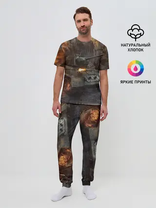 Мужская пижама с брюками / Танки
