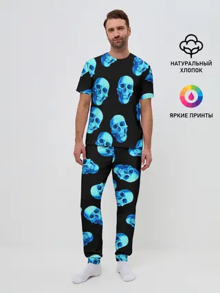 Мужская пижама с брюками / Черепа стиль
