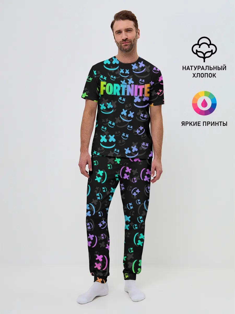 Мужская пижама с брюками / Fortnite & Marshmello
