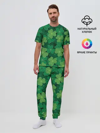Мужская пижама с брюками / Ирландский клевер