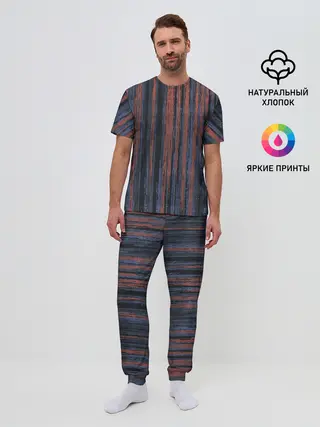 Мужская пижама с брюками / Абстрактный узор