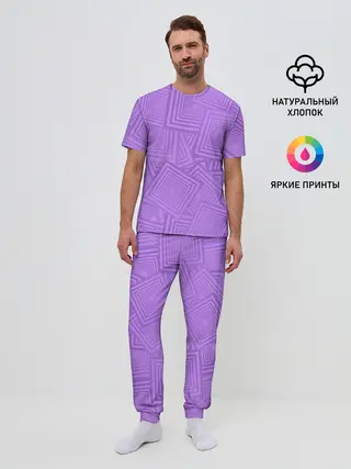 Мужская пижама с брюками / Квадраты в квадратах