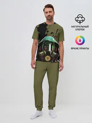 Мужская пижама с брюками / Защитимся от COVID-19