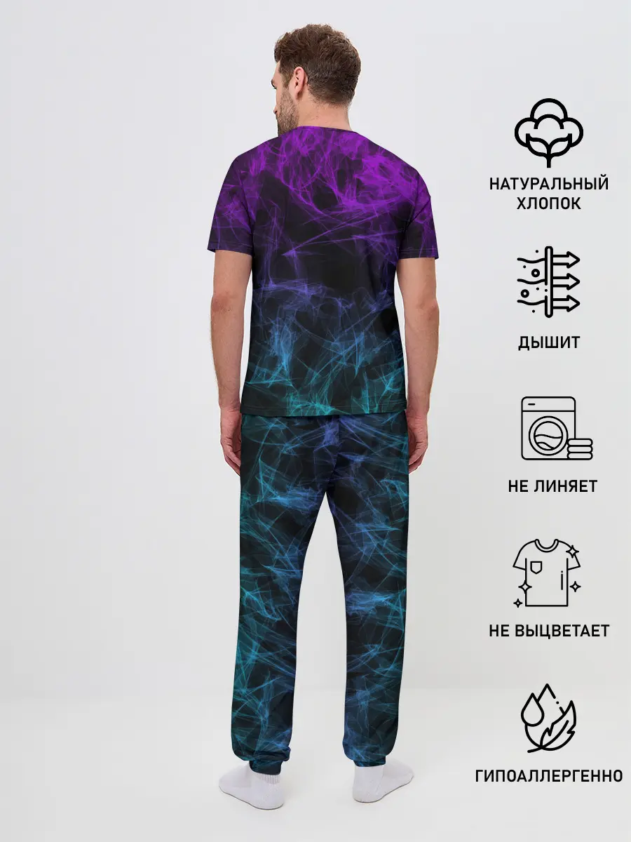 Мужская пижама с брюками / NEON SMOKES STRIPES | НЕОНОВЫЕ ВОЛНЫ