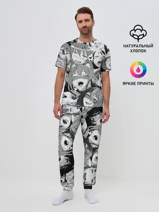 Мужская пижама с брюками / AHEGAO monochrome