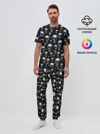 Мужская пижама с брюками / Череп