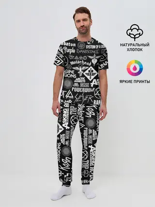 Мужская пижама с брюками / ЛОГОТИПЫ РОК ГРУПП