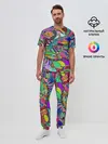 Мужская пижама с брюками / Дудлы узор разноцветный хиппи