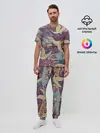 Мужская пижама с брюками / Японская вышивка с журавлями